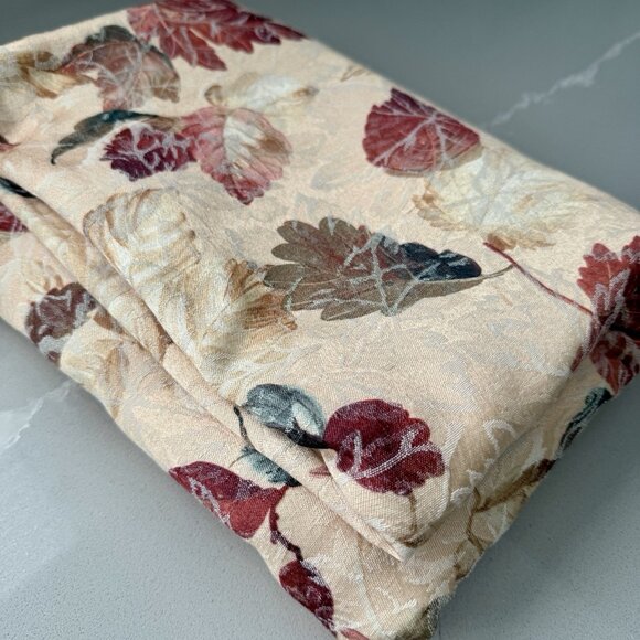 Vintage Damask Jacquard Tablecloth Fall Thanksgiving Leaves Harvest  96x56” - Picture 2 of 7